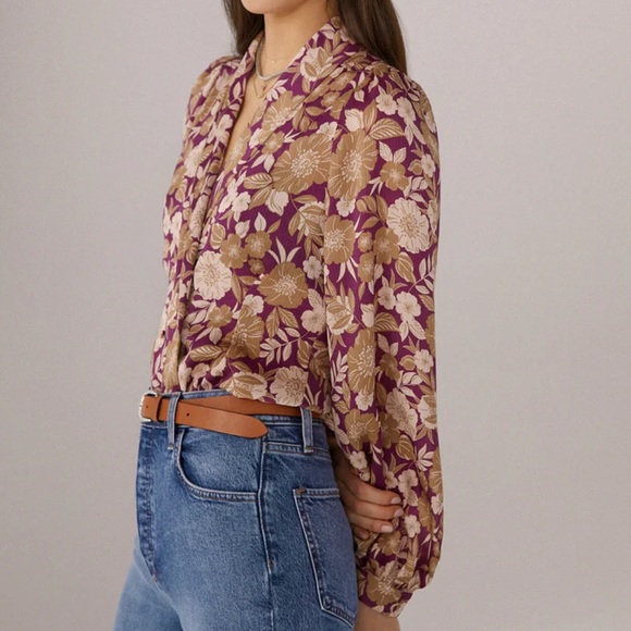 Favorite Daughter x Anthropologie Rami Sm Purple Pink Silky Double Button Front - Picture 6 of 15